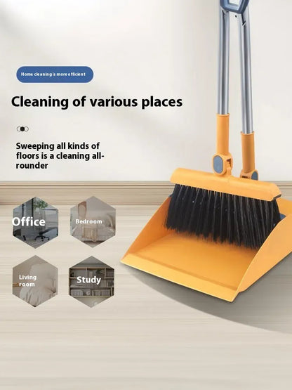 2-in-1 Rotatable Foldable Broom & Dustpan Set – Pet Hair Remover, Thick Bristles, Compact Home Cleaning Tool