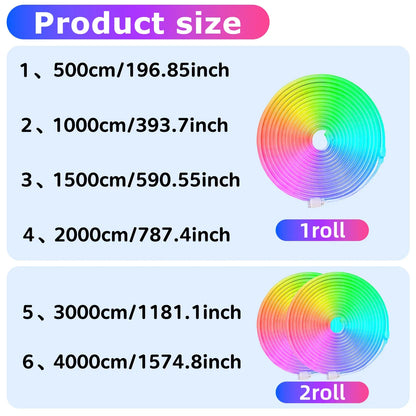Oświetlenie liniowe neonowe, elastyczne oświetlenie liniowe LED sterowane aplikacją/pilotem, oświetlenie liniowe z wieloma trybami, oświetlenie liniowe LED RGB IP65 do użytku zewnętrznego