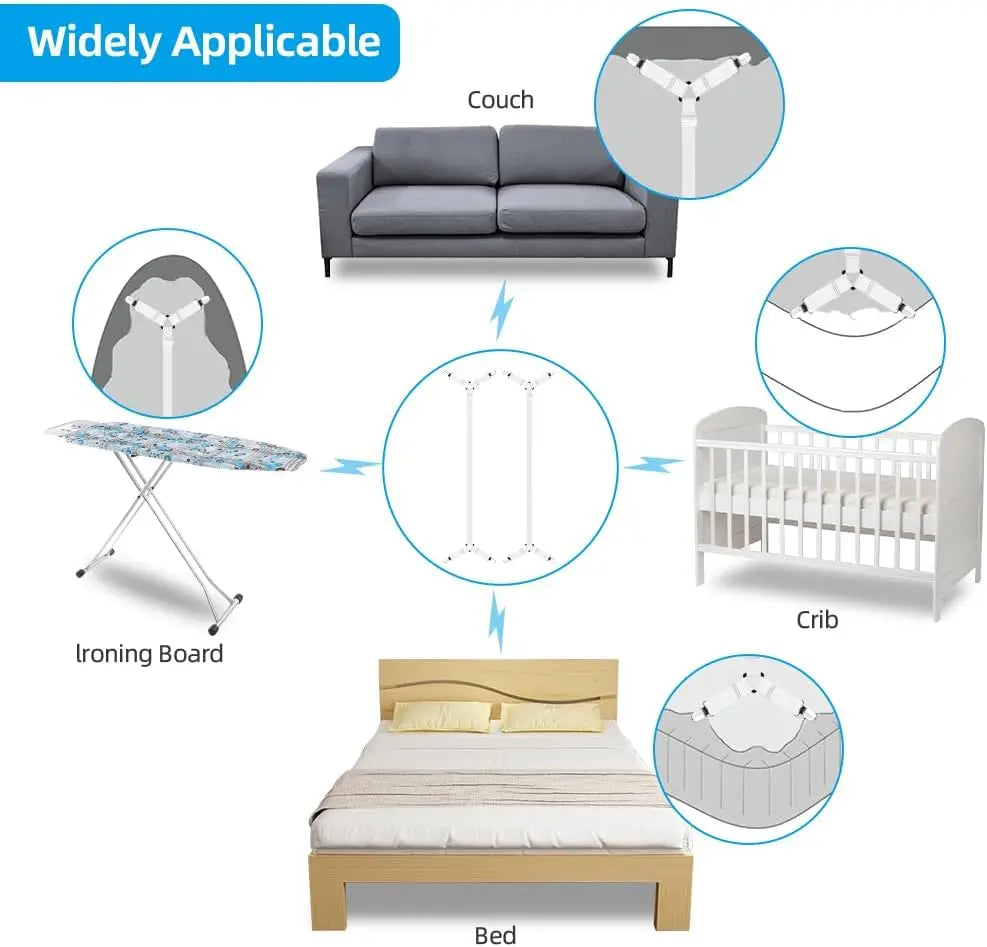 2/4 szt. regulowanych pasków do prześcieradła | Antypoślizgowe, elastyczne zapięcia do materaca i uchwyty na pokrowce 