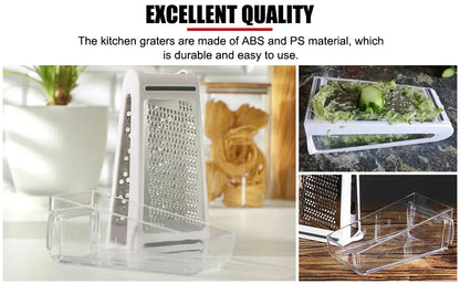 Tarka do sera z pojemnikiem do przechowywania | Dwustronna tarka ze stali nierdzewnej do warzyw i imbiru 