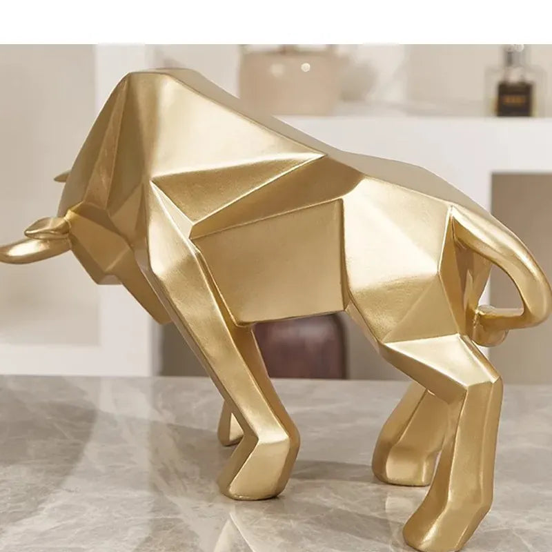 Rzeźba Byka z Żywicy | Abstrakcyjna Rzeźba Bizona, Wystrój Domu i Biura