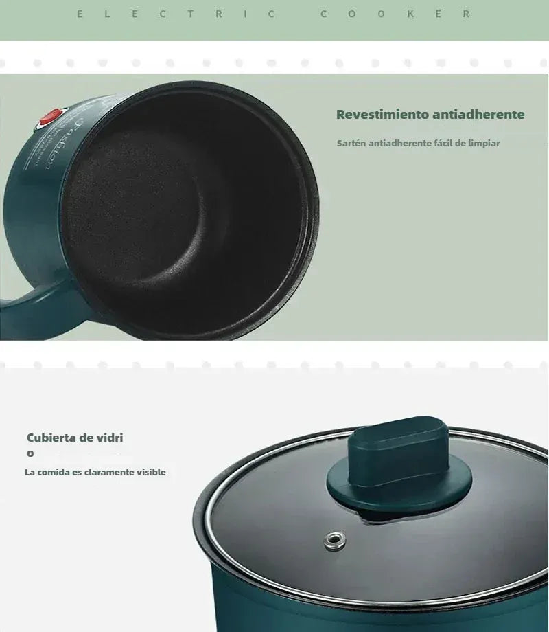 Miniaturowy elektryczny garnek z powłoką nieprzywierającą 1,8 l i parowarem | Wielofunkcyjny podwójny garnek do użytku domowego 