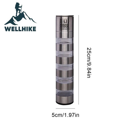 WELLHIKE Młynek do pieprzu ze stali nierdzewnej – młynek do przypraw na kemping i do użytku na zewnątrz 