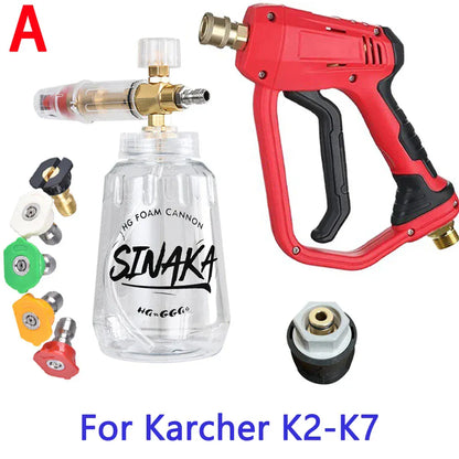Pistolet na wodę do myjni samochodowej, generator piany – lanca do piany śnieżnej, dysze szybkozłączne 1/4" do Parkside, Karcher, Daewoo, Lavor