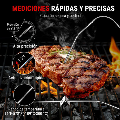 Termometr do mięsa ThermoPro TP902 Smart Bluetooth z dwiema sondami, zasięgiem bezprzewodowym 135 m, sterowaniem za pomocą aplikacji i alarmem do gotowania w kuchni