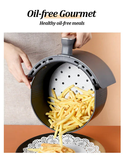 50 szt. papierowych wkładek do frytkownicy powietrznej, nieprzywierających, jednorazowych mat do gotowania na parze, do pieczenia, gotowania i smażenia – żaroodporny, olejoodporny papier do frytkownicy powietrznej i piekarnika 