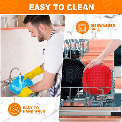 Silikonowa tacka do frytkownicy powietrznej – wielokrotnego użytku, żaroodporny koszyk do zdrowego gotowania bez bałaganu 