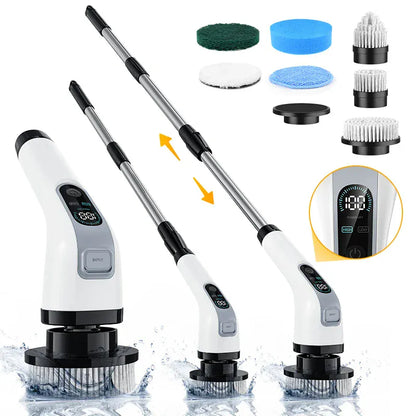 7-w-1 bezprzewodowa elektryczna szczotka czyszcząca – szorowarka obrotowa do łazienki, kuchni, okien i samochodu