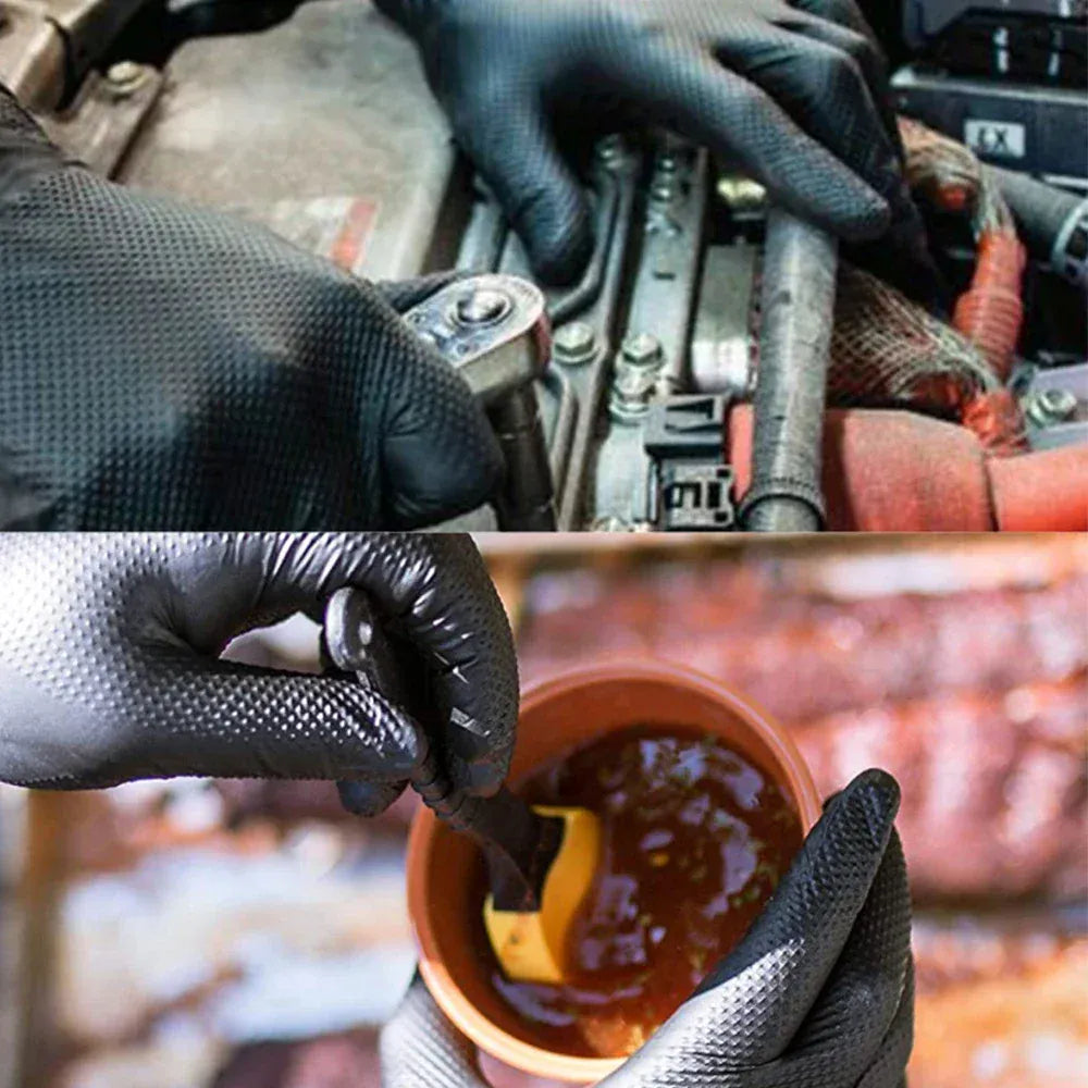 Wytrzymałe rękawice nitrylowe 8Mil – wyjątkowo grube, antypoślizgowe, jednorazowe rękawice dla mechaników, sprzątaczy i ogrodników