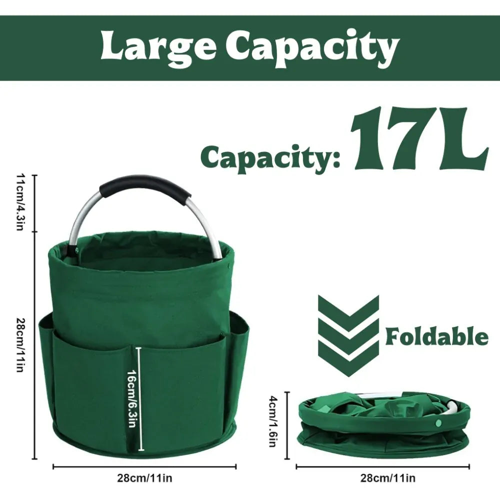 Składane wiadro do przechowywania 17 l – 600D Oxford Cloth, przenośny organizer na narzędzia czyszczące | Pojemnik do czyszczenia 