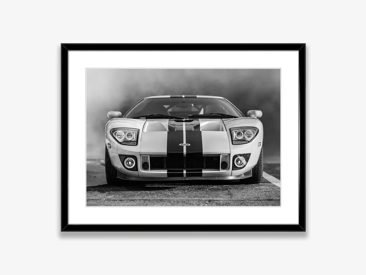 Klasyczny czarno-biały plakat z samochodem Ford Mustang – nowoczesna sztuka ścienna na płótnie na sprzedaż w Polsce 