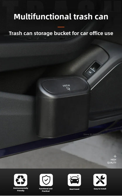 Mały kosz na śmieci do samochodu z pokrywką | Wiszący pojemnik na drzwi, organizer na śmieci samochodowe 