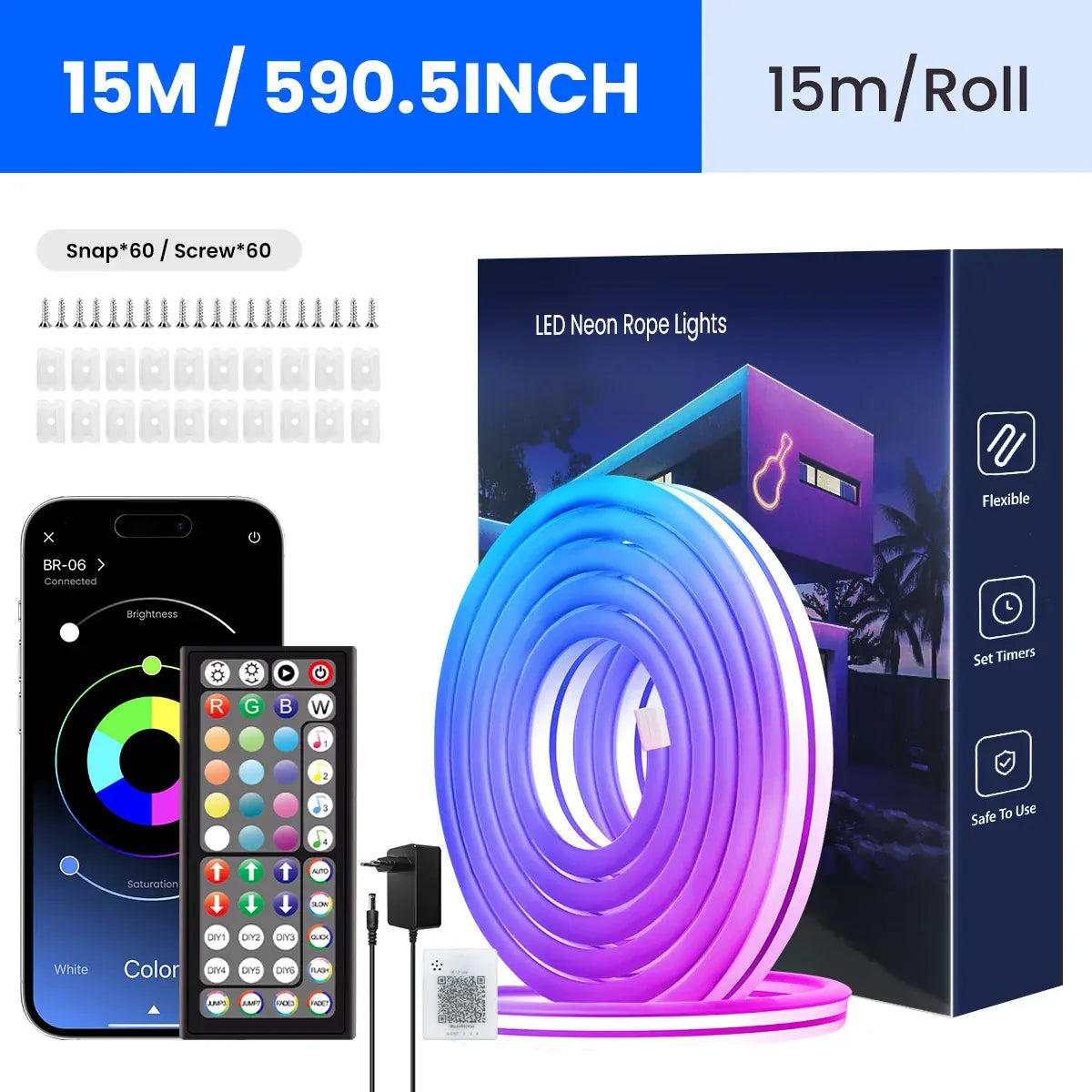 Oświetlenie liniowe neonowe, elastyczne oświetlenie liniowe LED sterowane aplikacją/pilotem, oświetlenie liniowe z wieloma trybami, oświetlenie liniowe LED RGB IP65 do użytku zewnętrznego