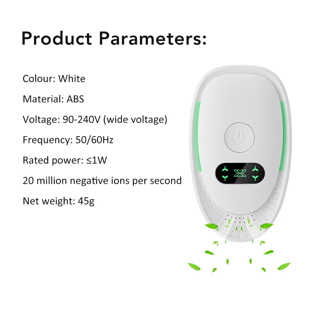 Wtykowy oczyszczacz powietrza z jonizatorem | Miniaturowy oczyszczacz powietrza z jonami ujemnymi do domu, sypialni, toalety i biura | Ciche urządzenie odświeżające powietrze