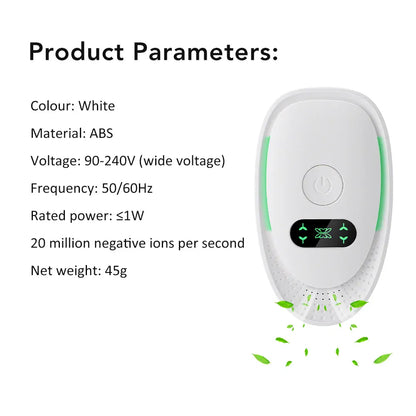 Wtykowy oczyszczacz powietrza z jonizatorem | Miniaturowy oczyszczacz powietrza z jonami ujemnymi do domu, sypialni, toalety i biura | Ciche urządzenie odświeżające powietrze