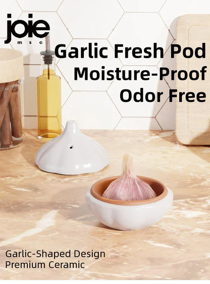 Joie Garlic Storage Box – Moisture-Proof Ceramic Jar for Garlic, Chili & Ginger Storage