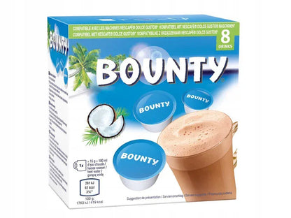 Kapsułki z gorącą czekoladą Bounty Coconut – kompatybilne z ekspresami Dolce Gusto (8 kapsułek)