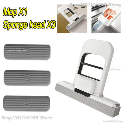Mini mop gąbkowy z systemem samoczynnego wyciskania – kompaktowy, superchłonny mop do czyszczenia domu, kuchni, łazienki i samochodu