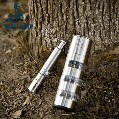 WELLHIKE Młynek do pieprzu ze stali nierdzewnej – młynek do przypraw na kemping i do użytku na zewnątrz 