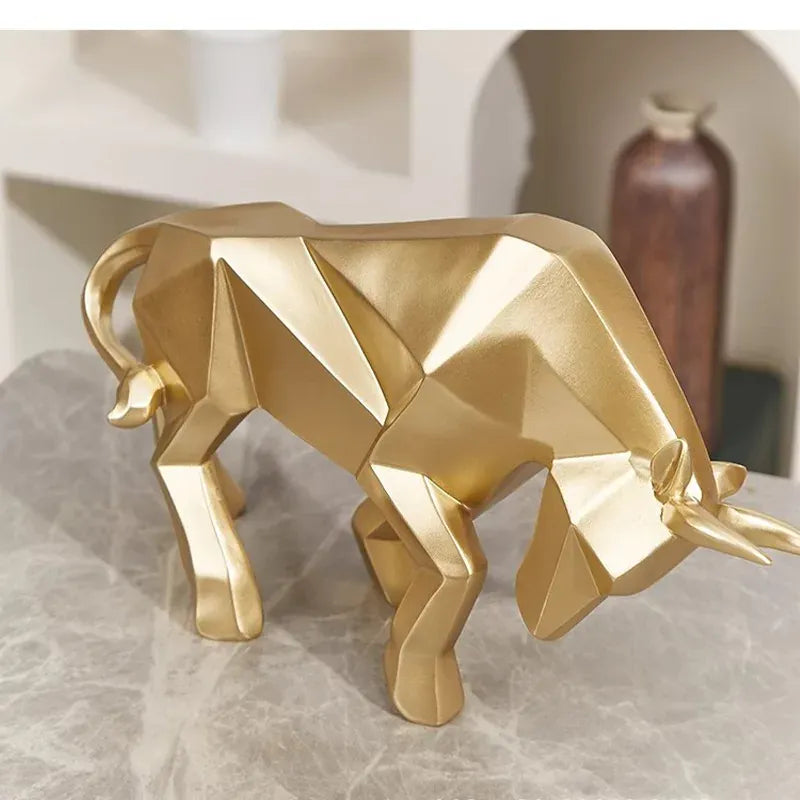 Rzeźba Byka z Żywicy | Abstrakcyjna Rzeźba Bizona, Wystrój Domu i Biura