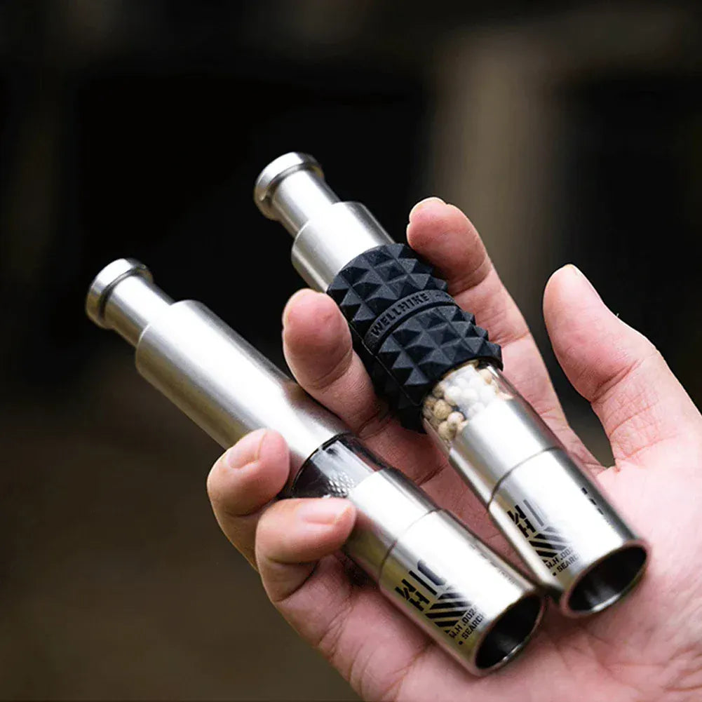 WELLHIKE Młynek do pieprzu ze stali nierdzewnej – młynek do przypraw na kemping i do użytku na zewnątrz 