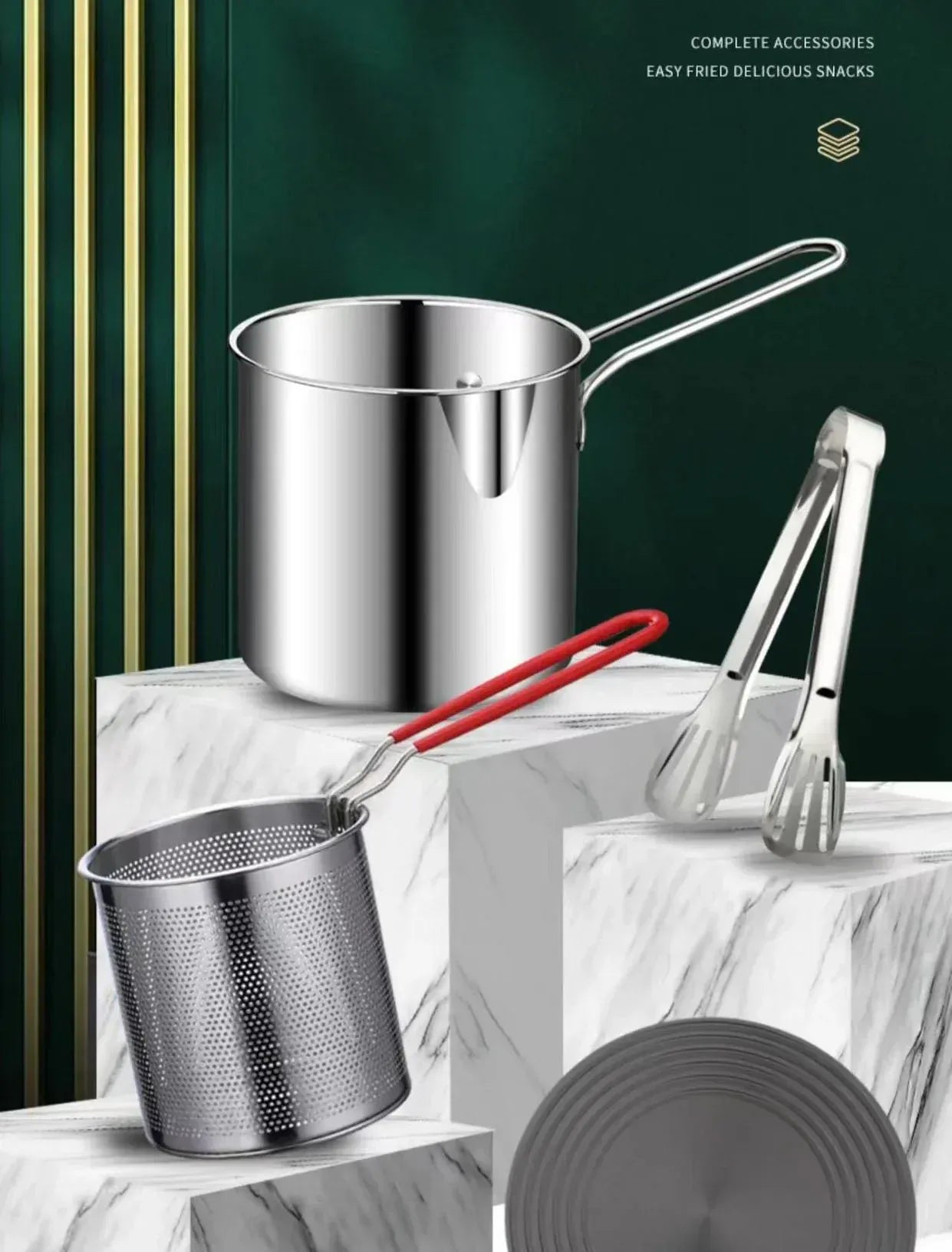 Frytkownica ze stali nierdzewnej 304 z koszykiem do smażenia – mały, wielofunkcyjny garnek do smażenia kurczaka, frytek i codziennego gotowania 