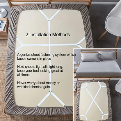 2/4 szt. regulowanych pasków do prześcieradła | Antypoślizgowe, elastyczne zapięcia do materaca i uchwyty na pokrowce 