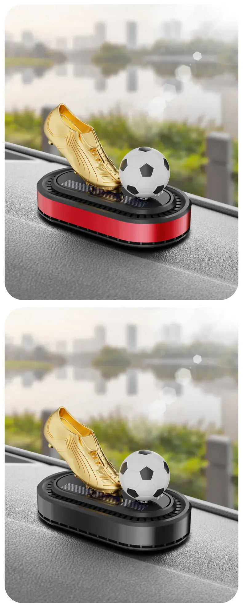 Odświeżacz powietrza do samochodu Golden Boot zasilany energią słoneczną – luksusowa dekoracja aromaterapeutyczna w stylu piłkarskim