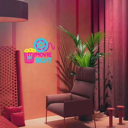 Neonowe światło w pudełku z popcornem – kinowy neon LED do dekoracji ściennej, dekoracja kina domowego z czasem seansu filmowego, lampa neonowa zasilana przez USB 