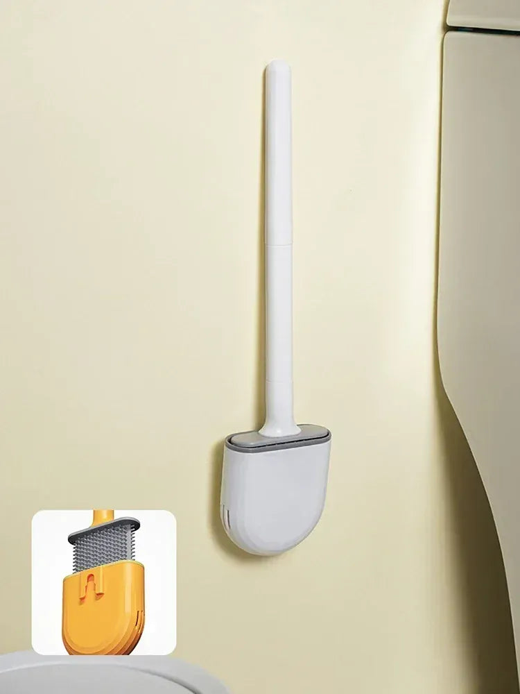 Wisząca silikonowa szczotka do WC z szybkoschnącym uchwytem – elastyczny, długi uchwyt do czyszczenia łazienki 