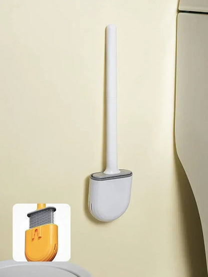 Wisząca silikonowa szczotka do WC z szybkoschnącym uchwytem – elastyczny, długi uchwyt do czyszczenia łazienki 