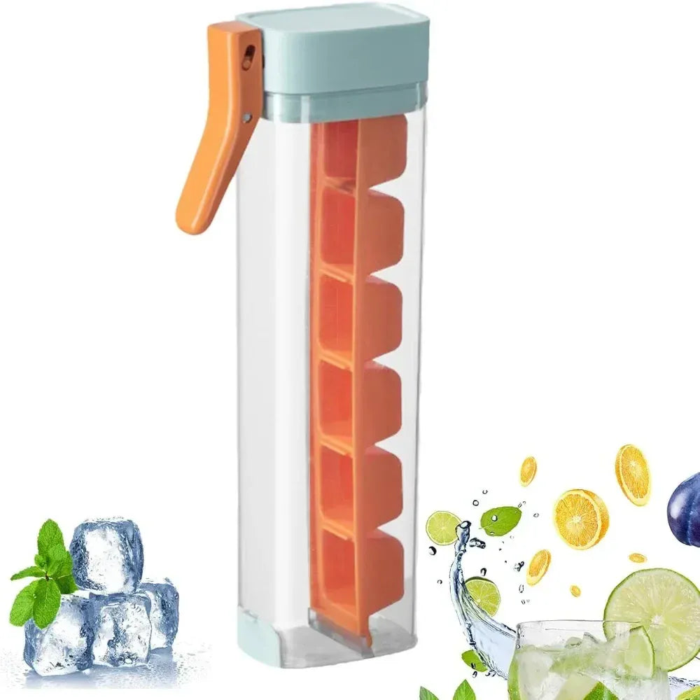 Quick-Freeze Easy Demould Ice Cube Maker with Handle – One-Hand Press for Freezer, Juices & Cold Drinks