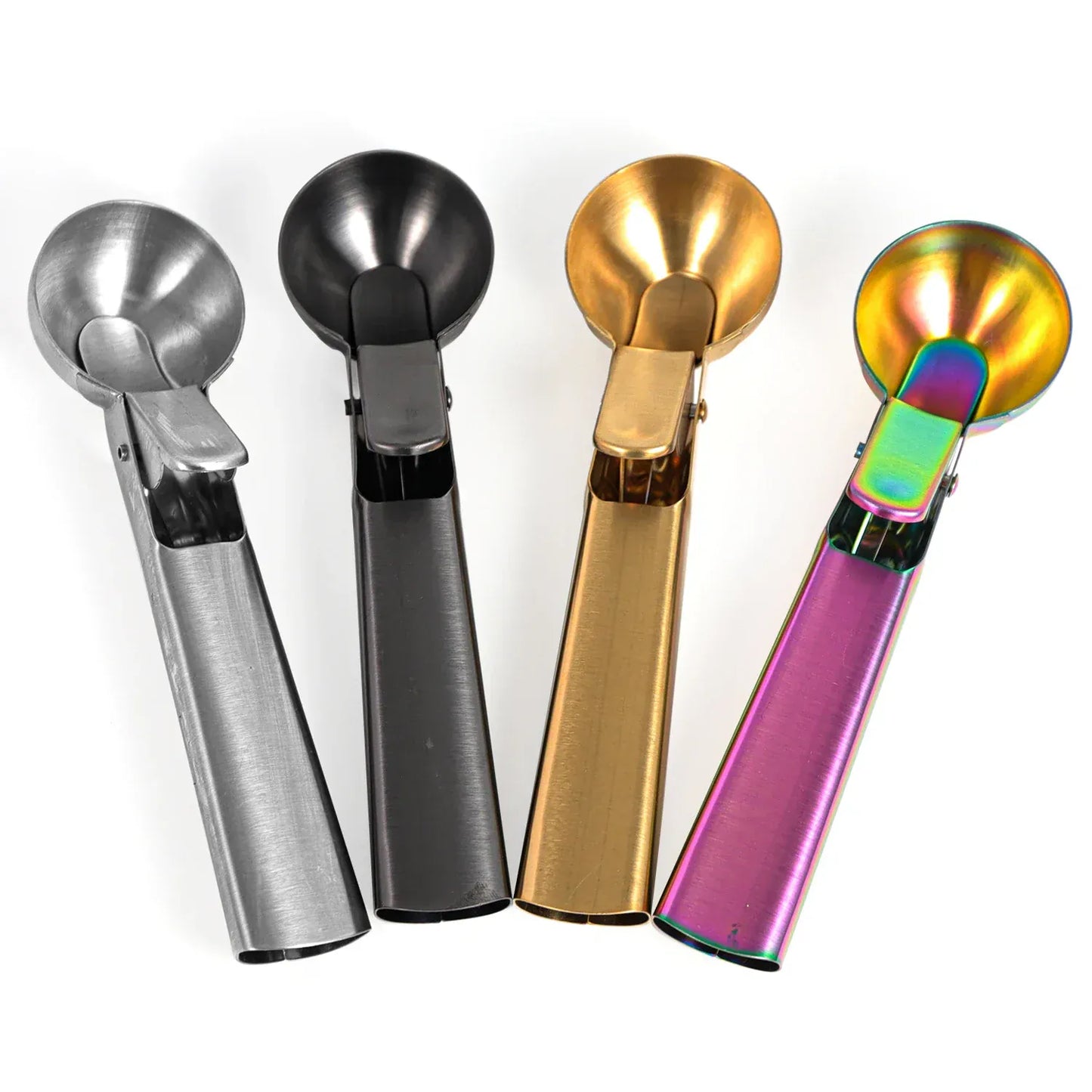 Łyżka do lodów ze stali nierdzewnej z spustem, uchwytem zapobiegającym zamarzaniu, idealna do lodów, mrożonego jogurtu i deserów lodowych