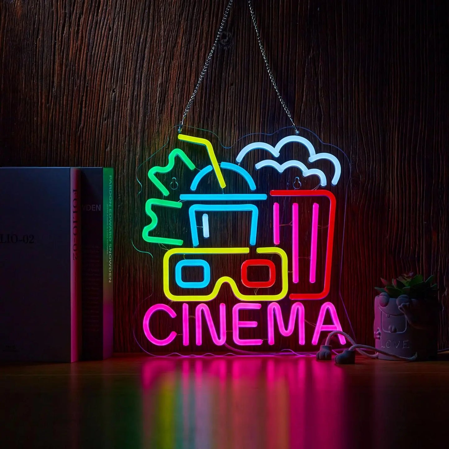 Kino Zasilany przez USB Neon LED Ściemnialny Neon Dekoracja Ścienna Do Dekoracji Pokoju Impreza Urodziny Ręcznie Robiony Prezent Teatr Sztuka Film 