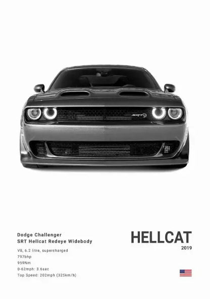 Plakat na płótnie Dodge Challenger SRT Hellcat Redeye – sportowy samochód do domu, biura i garażu | Na sprzedaż w Polsce.