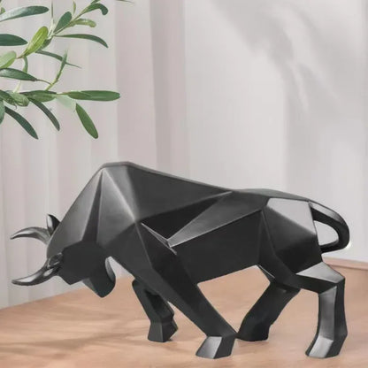 Rzeźba Byka z Żywicy | Abstrakcyjna Rzeźba Bizona, Wystrój Domu i Biura