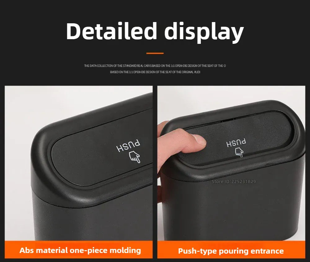 Mały kosz na śmieci do samochodu z pokrywką | Wiszący pojemnik na drzwi, organizer na śmieci samochodowe 