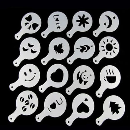 Zestaw 16 szablonów do kawy | Szablony do kawy i cappuccino