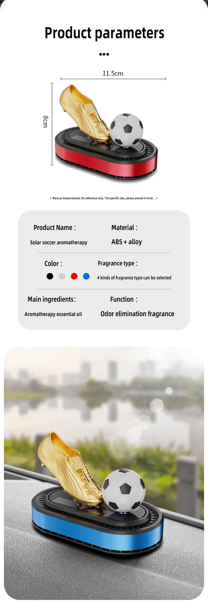 Odświeżacz powietrza do samochodu Golden Boot zasilany energią słoneczną – luksusowa dekoracja aromaterapeutyczna w stylu piłkarskim
