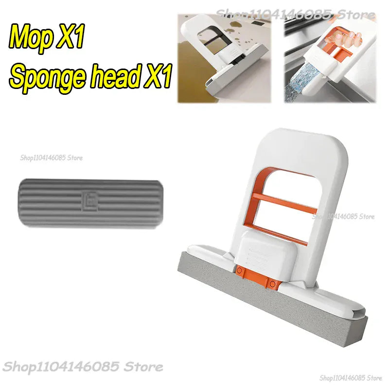 Mini mop gąbkowy z systemem samoczynnego wyciskania – kompaktowy, superchłonny mop do czyszczenia domu, kuchni, łazienki i samochodu