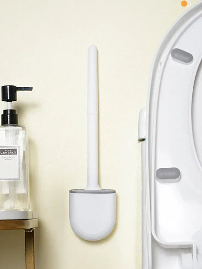 Wisząca silikonowa szczotka do WC z szybkoschnącym uchwytem – elastyczny, długi uchwyt do czyszczenia łazienki 