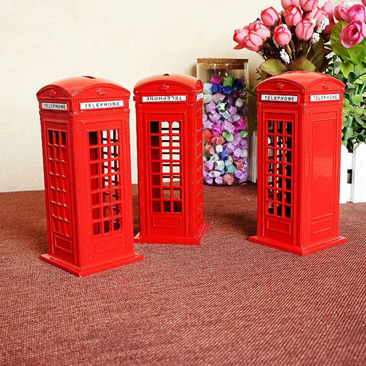 Red Vintage London Telephone-Booth Money Saving Box – Retro Coin Bank & British Home Decor Gift