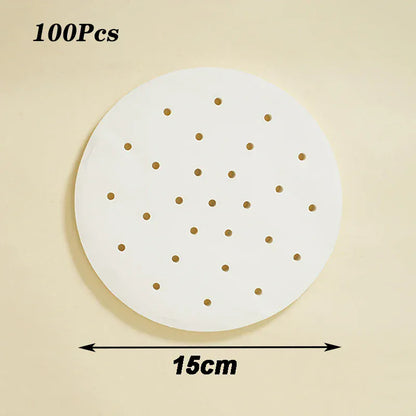 50 szt. papierowych wkładek do frytkownicy powietrznej, nieprzywierających, jednorazowych mat do gotowania na parze, do pieczenia, gotowania i smażenia – żaroodporny, olejoodporny papier do frytkownicy powietrznej i piekarnika 