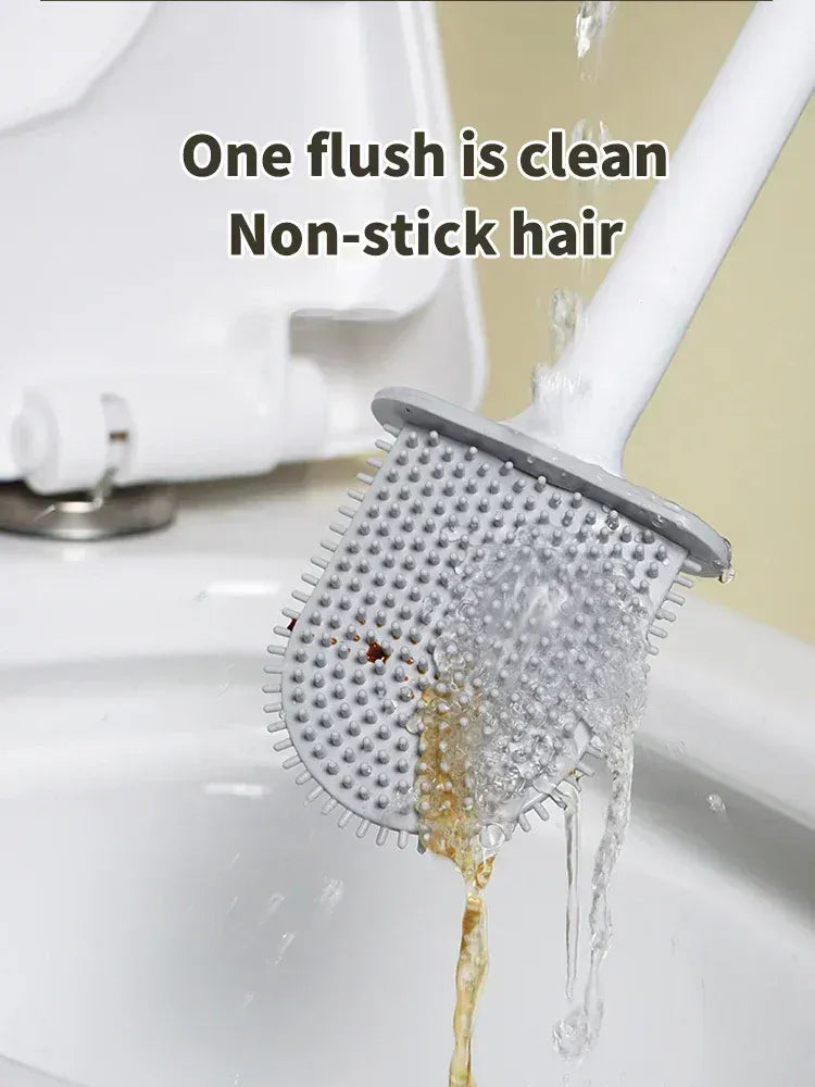 Wisząca silikonowa szczotka do WC z szybkoschnącym uchwytem – elastyczny, długi uchwyt do czyszczenia łazienki 