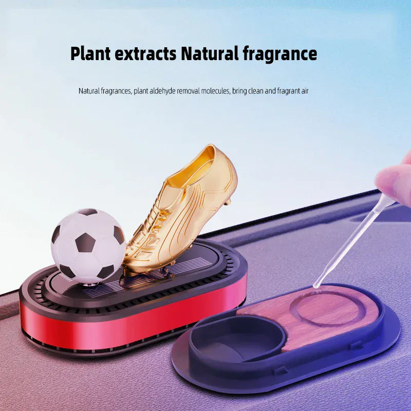 Odświeżacz powietrza do samochodu Golden Boot zasilany energią słoneczną – luksusowa dekoracja aromaterapeutyczna w stylu piłkarskim