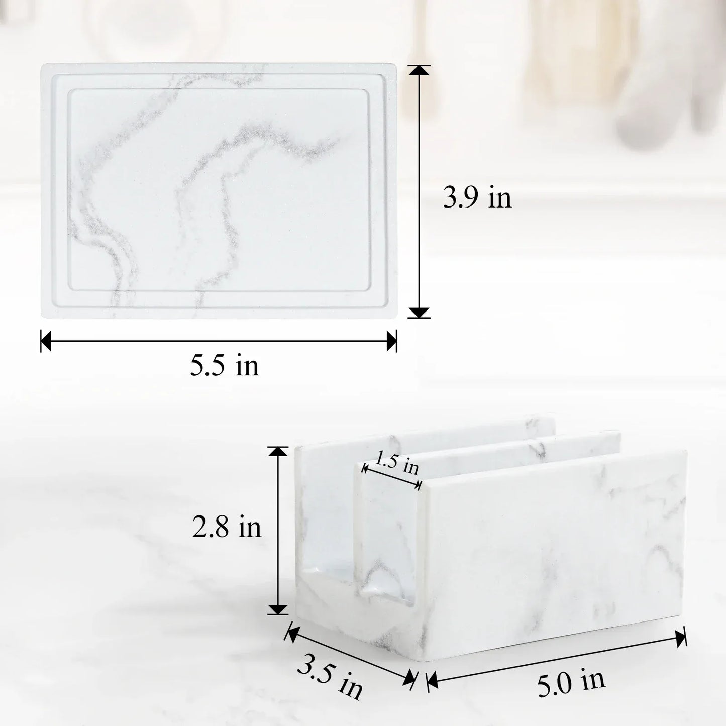 Uchwyt na gąbkę kuchenną Luxspire Resin – dwukomorowy organizer do zlewu z tacką ociekową 