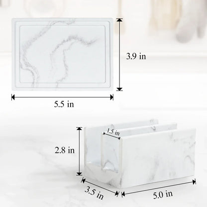 Uchwyt na gąbkę kuchenną Luxspire Resin – dwukomorowy organizer do zlewu z tacką ociekową 