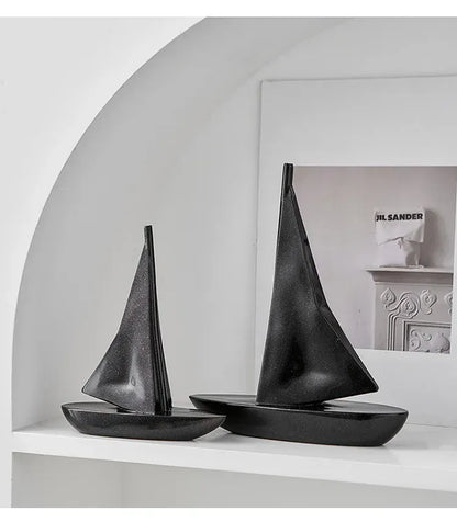 Kreatywny model żaglówki z żywicy – ​​ozdoba do salonu i biurka w stylu marynistycznym 