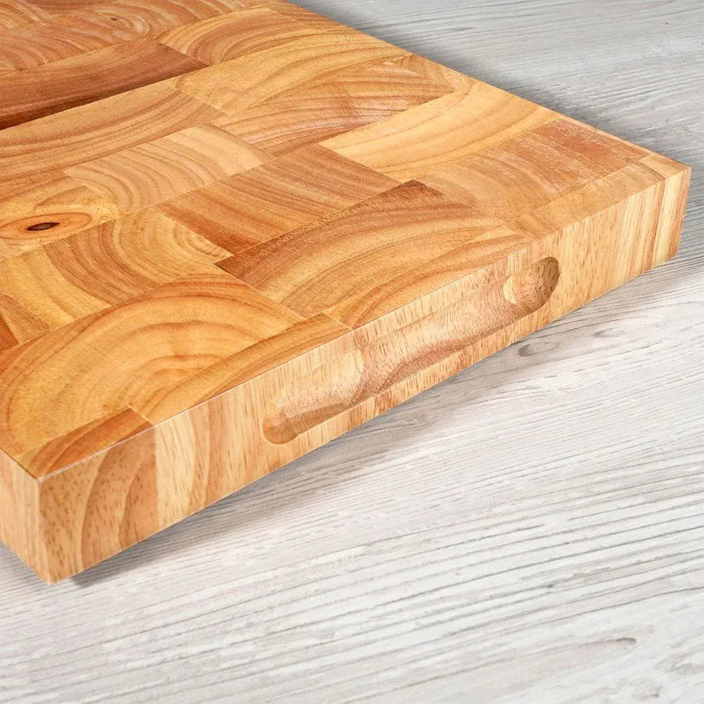 Drewniana deska do krojenia 35x25 cm – najwyższej jakości deska do krojenia z drewna kauczukowego do kuchni | Trwała i ekologiczna |