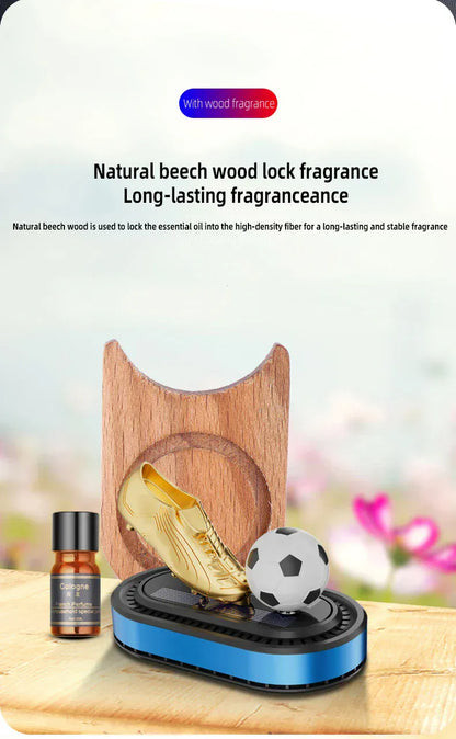 Odświeżacz powietrza do samochodu Golden Boot zasilany energią słoneczną – luksusowa dekoracja aromaterapeutyczna w stylu piłkarskim